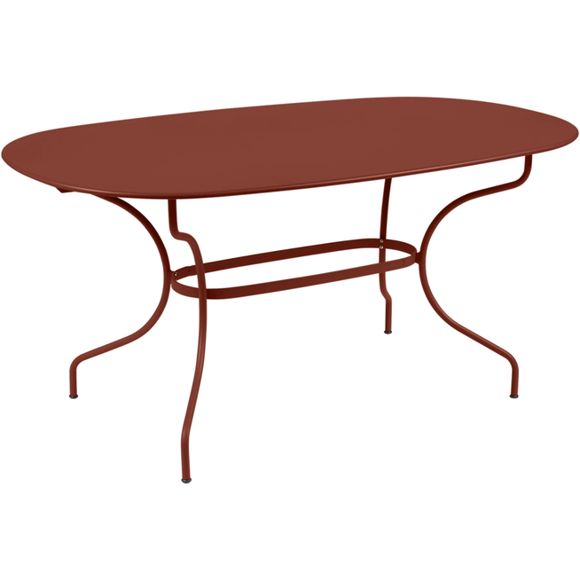 Photo of Opéra+ Oval Table 160 x 90, Red Ochre - Outdoor Dining Table - Red - Metal