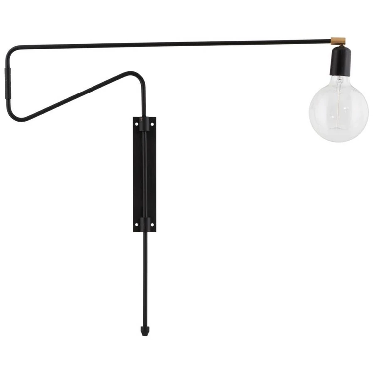 Photo of Swing Wall Lamp Black Metal Brass Adjustable