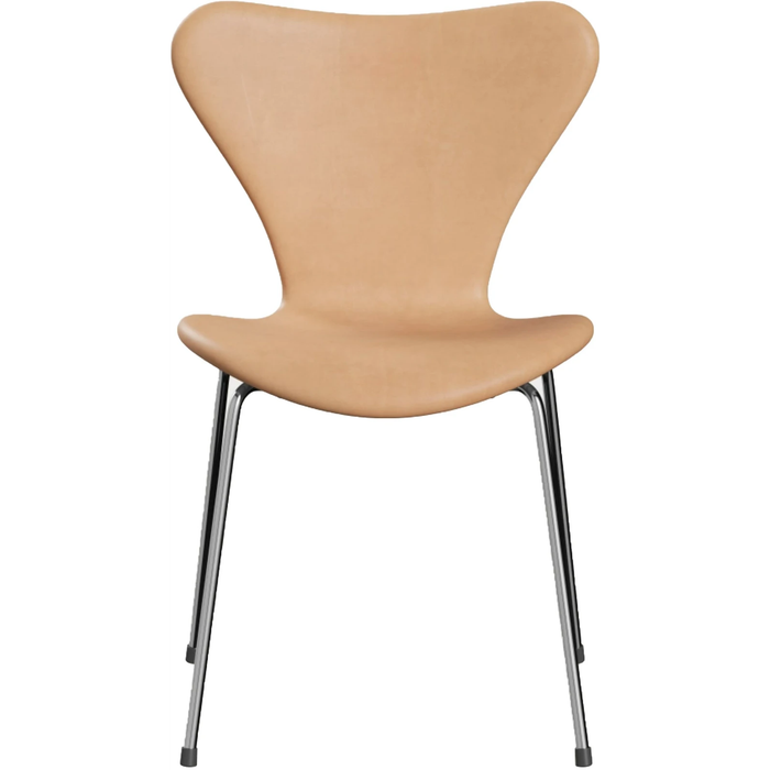 Photo of 3107 Sjuan - Upholstered, Leather, Natural - Dining chairs - Arne Jacobsen - Beige - Leather/metal/wood
