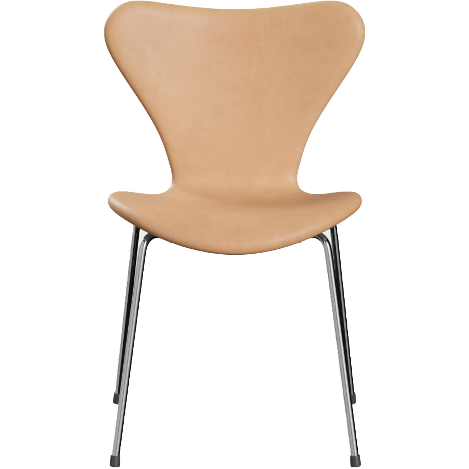 3107 Sjuan - Upholstered, Leather, Natural - Dining chairs - Arne Jacobsen - Beige - Leather/metal/wood