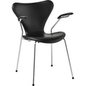 3207 Series 7, Front Upholstered, Grace - Chestnut - Dining Chairs - Arne Jacobsen - Brown - Leather/Metal/Wood/Foam