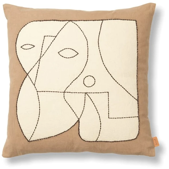 Photo of Figure Cushion - Pude - Figure Cushion - Dark Taupe/off-white - W50 X D1 X H50 Cm