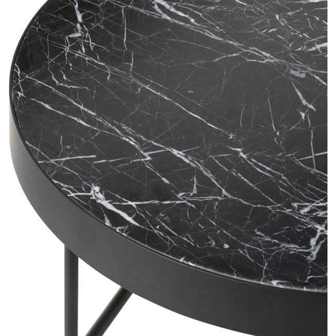 Photo of Marble Sofabord - Sofabord - Large - Black - Ø: 70.5 X H: 35 Cm