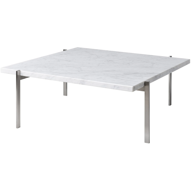 Photo of Pk61, White Marble, Matt cut - Coffee table - Poul Kjærholm - White - Metal/stone