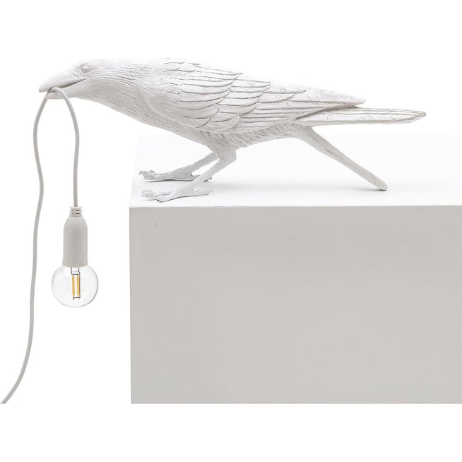 Photo of Bird Lamp Playing White Outdoors