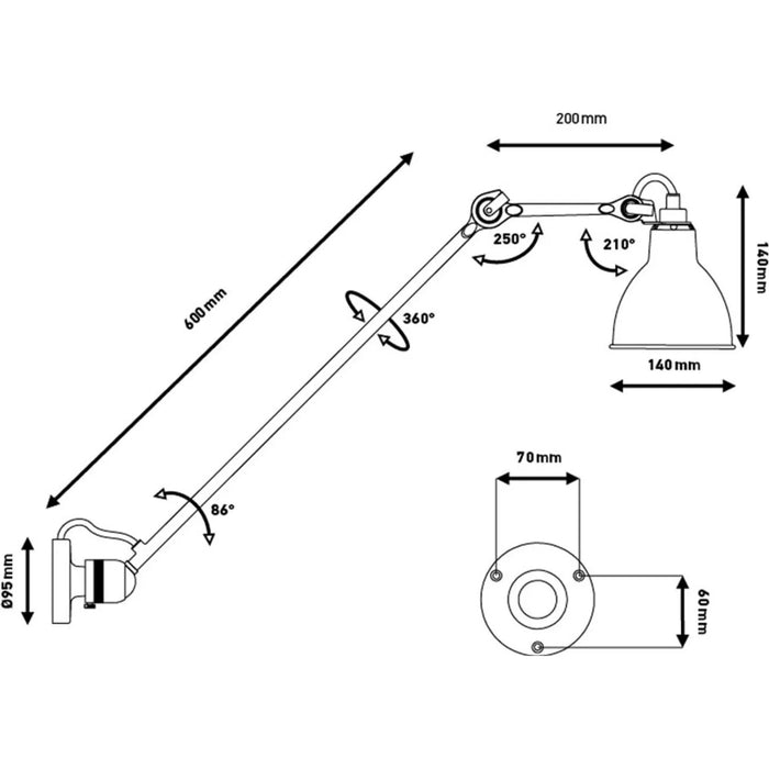 Photo of No. 304 L60 Wall Lamp From Lampe Gras 1