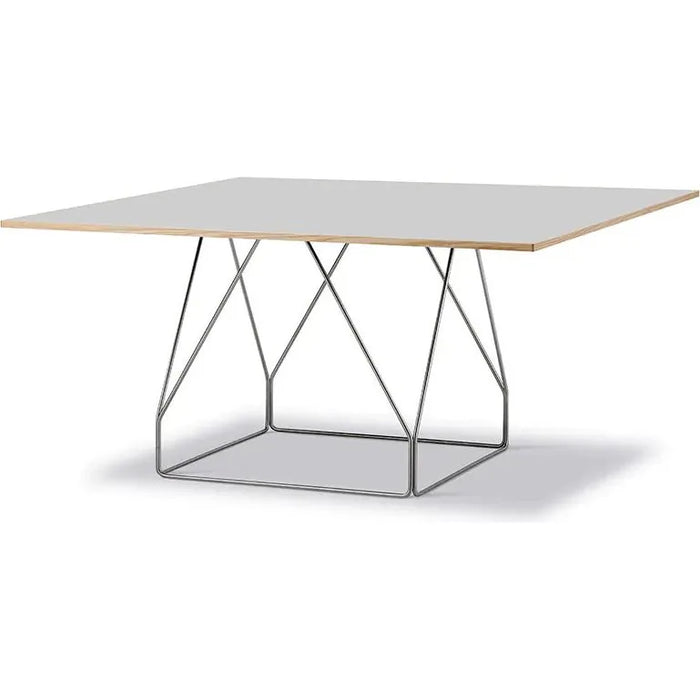 Photo of Jg Table 6569 By Jørgen Gammelgaard - Spisebord - Grey Linoleum W/natural Ash / Brushed Stainless Steel - W140 X D140 X H72 Cm