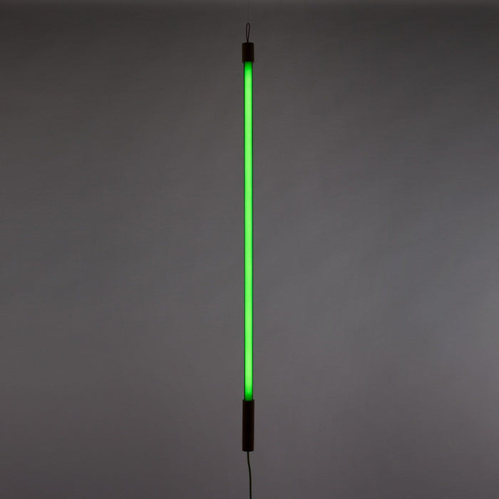 Photo of Linea Neon Lamp - Green - Shade lamps - Alessandro Zambelli,selab - Green,wood colored