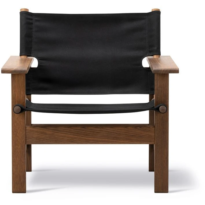 2031 The Canvas Chair by Børge Mogensen Sh: 41.5 cm - Black Canvas/Smoked Oak