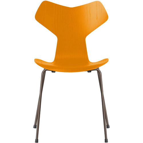 Photo of 3130 Grand Prix, Färgad Ask, Burnt Yellow, Underrede Brown Bronze - Matstolar - Arne Jacobsen - Gul - Metall/trä