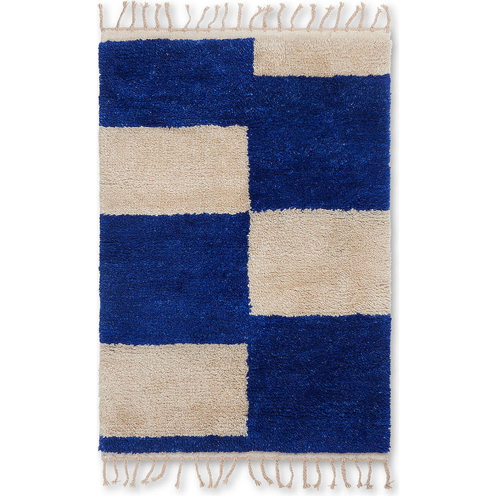 Photo of Mara Knotted Rug - Gulvtæppe - Bright Blue/off-whit