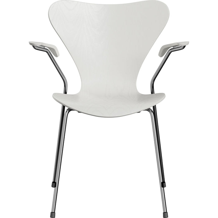 Photo of 3207 Sjuan, Coloured Ash veneer, white - Dining chairs - Arne Jacobsen - White - Metal/wood
