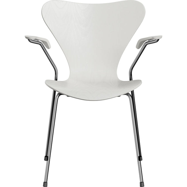 Photo of 3207 Sjuan, Coloured Ash veneer, white - Dining chairs - Arne Jacobsen - White - Metal/wood