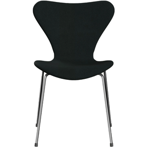 Photo of 3107 Sjuan - Fully upholstered, Fabric, Tone 128 - Dining chairs - Arne Jacobsen - Black - Metal/wood/textile material