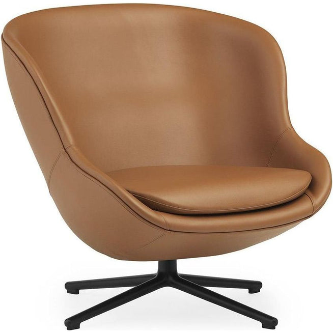 Photo of Hyg Low Lounge Chair Sh: 40 Cm - Brandy Leather/Black Aluminium
