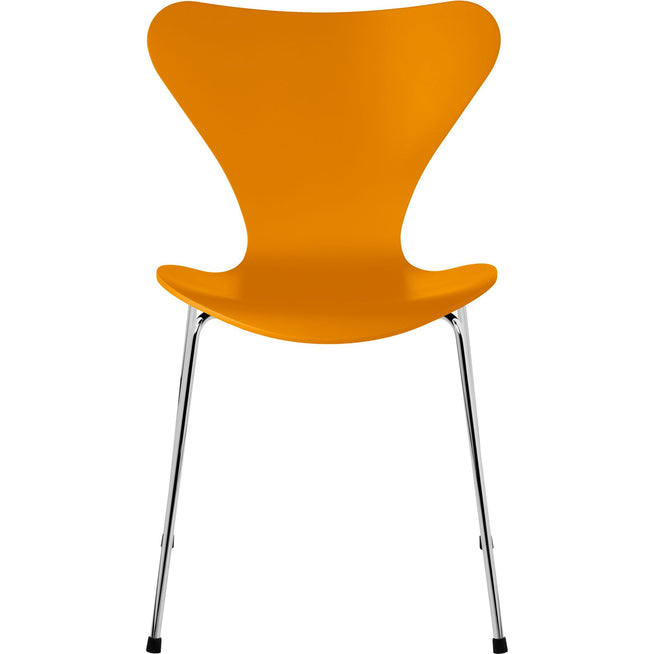 Photo of Sjuan 3107 Burnt Yellow Lacquered/chrome - Dining chairs - Arne Jacobsen - Yellow - Metal/wood