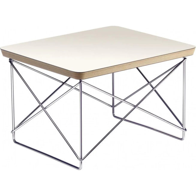 Photo of Occasional Table Ltr Top White Underframe Chrome - Small Table & Side Table - Charles & Ray Eames - White - Metal/Wood