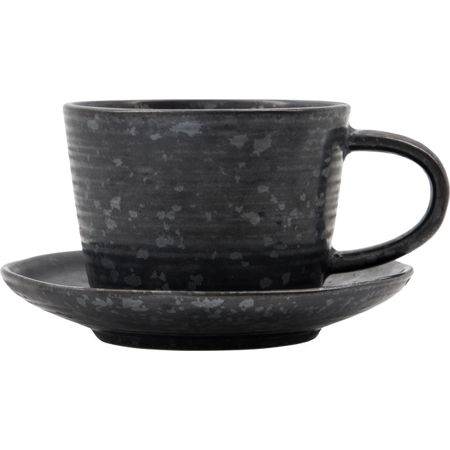 Photo of Peony Cup and Saucer Black/Brown Set of 4 Pieces