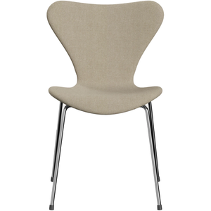 Photo of 3107 Sjuan - Fully upholstered, Fabric, Hallingdal 200 - Dining chairs - Arne Jacobsen - Beige - Metal/wood/textile material