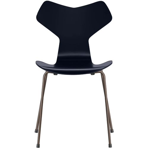 Photo of 3130 Grand Prix, Lacquered, Midnight Blue, Underframe Brown Bronze - Dining chairs - Arne Jacobsen - Blue - Metal/wood