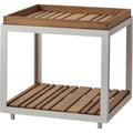 Thumbnail photo of Level Side Table, White, Table Top: Teak - Coffee Table Outdoor - Bykato - White - Metal/Wood