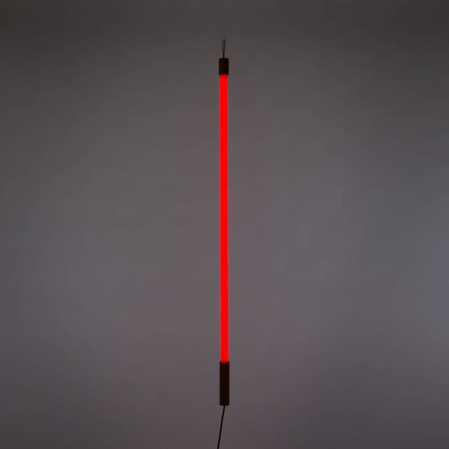 Photo of Linea Neon Lamp - Red - Shade lamps - Alessandro Zambelli,selab - Red,wood colored