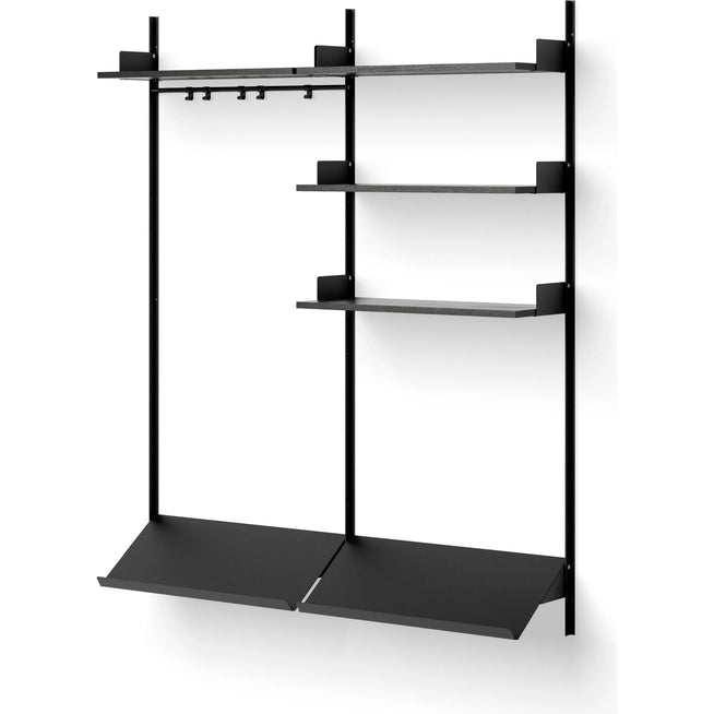 Photo of Wardrobe Shelf 3 - Shelving System - Black Ash / Black - H190 X W163,5 X D35,5 Cm