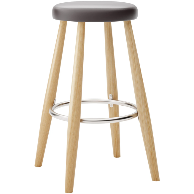 Photo of Carl Hansen - Ch58 Low Stool, Clear Lacquered Oak, Leather Group B Thor - 306 - Bar stools & Bar stools - Hans J. Wegner - Wood - Leather/metal/wood