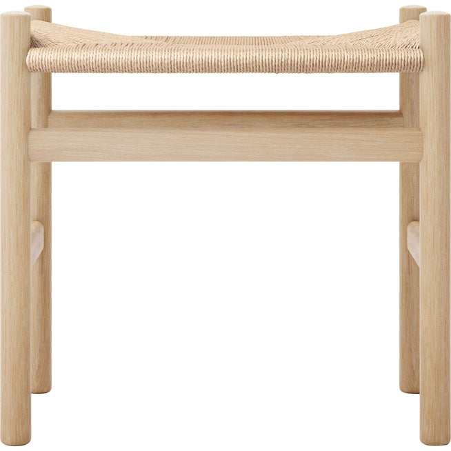 Photo of Carl Hansen - Ch53, oak, white oiled, natural braided, 43 cm - footstools - Hans J. Wegner - wood coloured - paper/wood
