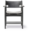 Den Spanske Stol 3238 By Børge Mogensen  - Spisebordsstol - Oiled Smoked Oak / Black Saddle Leather - W64,5 X D48 X H84,5 X Sh46 Cm