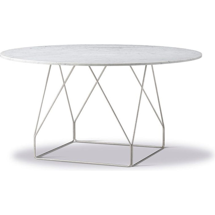 Photo of Jg Dining Table Ø: 140 cm - White Carrara/Brushed Stainless Steel