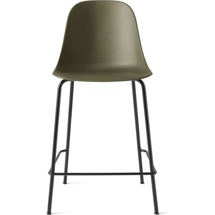 Harbour Counter Chair Black Steel Base Shell Olive - Barstolar & Barpallar - Norm Architects - Grön - Metall/syntetiskt/plast