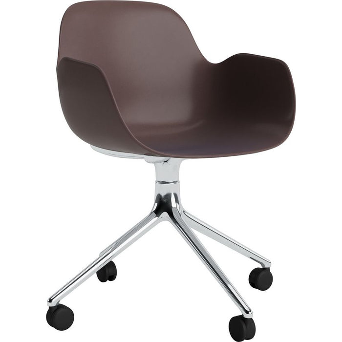 Photo of Form Armchair Swivel 4w Alu - Kontorstol - Brown / Aluminum - H79 X W56 X D52 X Sh44 Cm