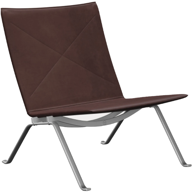 Photo of Pk22, Leather, Embrace Chocolate - Armchairs - Poul Kjærholm - Brown - Leather/metal