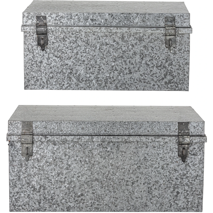 Photo of Storage Boxes with Lid Metal - Silver Set of 2 Pieces
