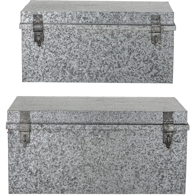 Photo of Storage Boxes with Lid Metal - Silver Set of 2 Pieces