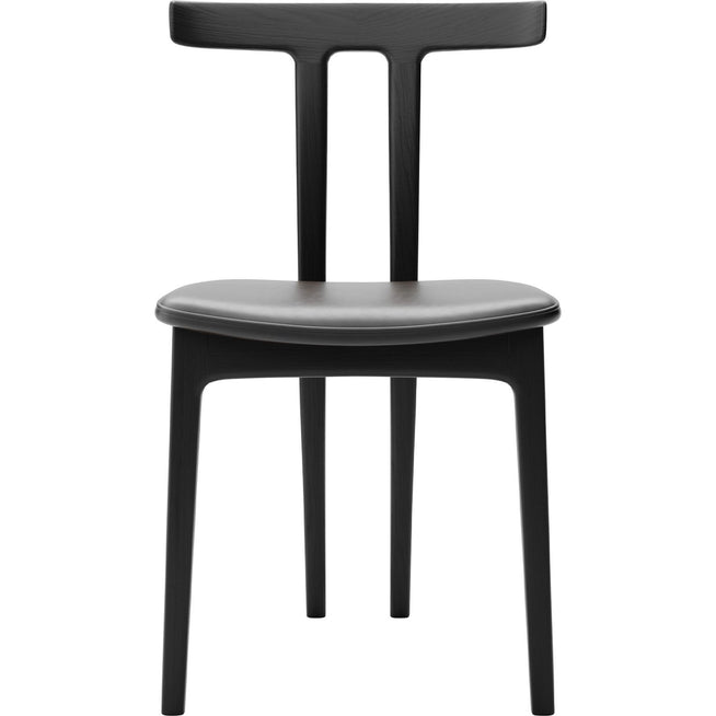 Photo of Carl Hansen - Ow58, T-chair, Oak Black, Leather Cat. C Sif 98 - Matstolar - Ole Wanscher - Läder/trä/skum