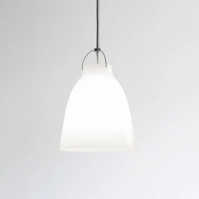 Photo of Caravaggio 2 Pendant White Opal Glass-grey Textile Cord