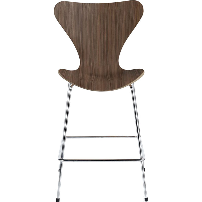 3187 Sjuan, Walnut veneer - Bar stools & Bar stools - Arne Jacobsen - Wood coloured - Leather/metal/wood