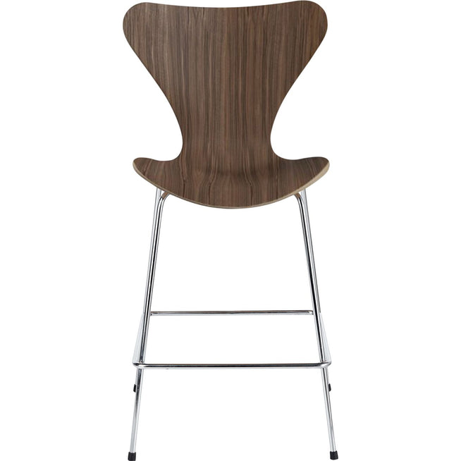 Photo of 3187 Sjuan, Walnut veneer - Bar stools & Bar stools - Arne Jacobsen - Wood coloured - Leather/metal/wood