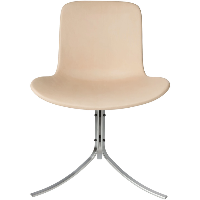 Photo of Pk9, Leather, Natural - Dining chairs - Poul Kjærholm - Brown - Leather/metal/synthetic