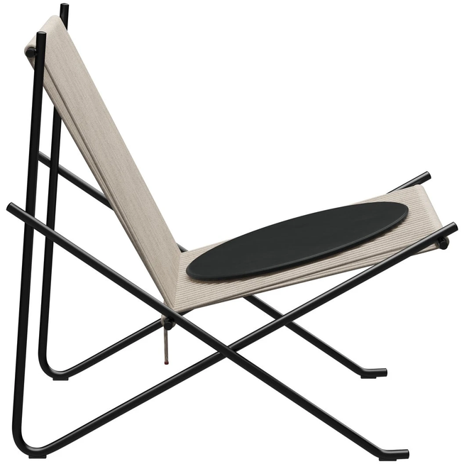 Photo of Pk4 Lounge Chair with Leather Cushion Black-Natural-Black
