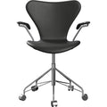 Thumbnail photo of Sjuan 3217 Upholstered Office Chair Soft Wheels Essential Black Leather-chrome
