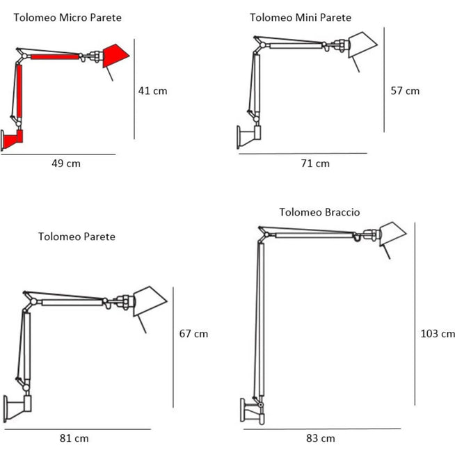 Photo of Tolomeo Micro Parete Wall Lamp Red