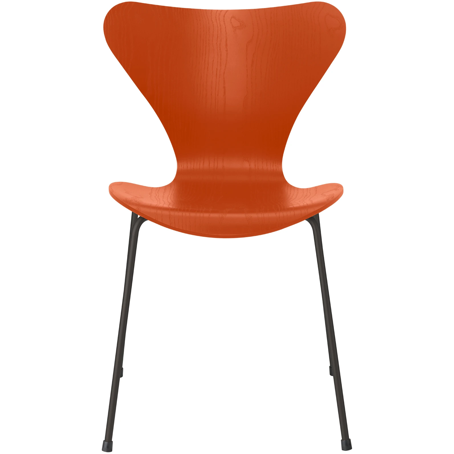 3107 Seven, Coloured Ash, Venetian Red, Underframe Warm Graphite - Dining chairs - Arne Jacobsen - Red - Metal/wood