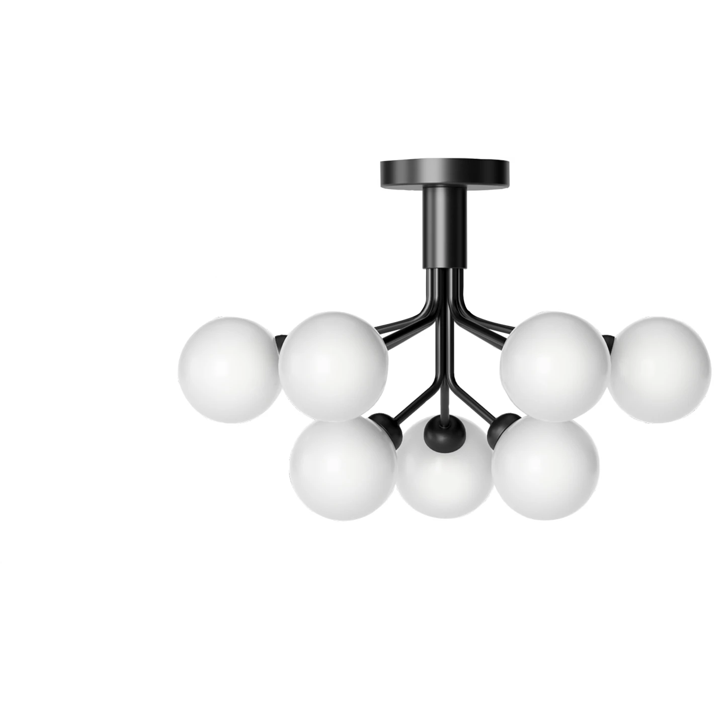 Apiales 9 Ceiling, Matte Black/Opal Glass, Excl. Light Source - Chandeliers - Sofie Refer - Black