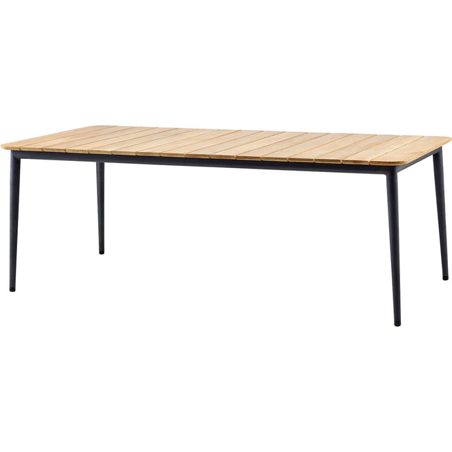 Photo of Core Dining Table, 210x90, Lava Grey, Table Top: Teak, Frame: Aluminium - Outdoor Dining Table - Foersom & Hiort-lorenzen Mdd - Grey - Metal/Wood