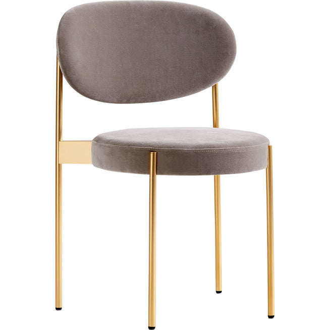 Photo of Series 430 Chair, Brass Frame, Upholstered, Harald, Col. 182 - Matstolar - Verner Panton - Grå - Metall/textilmaterial