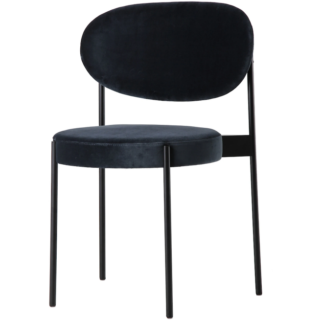 Photo of Series 430 Chair, Black Frame, Upholstered, Harald, Col. 182 - Matstolar - Verner Panton - Grå - Metall/textilmaterial