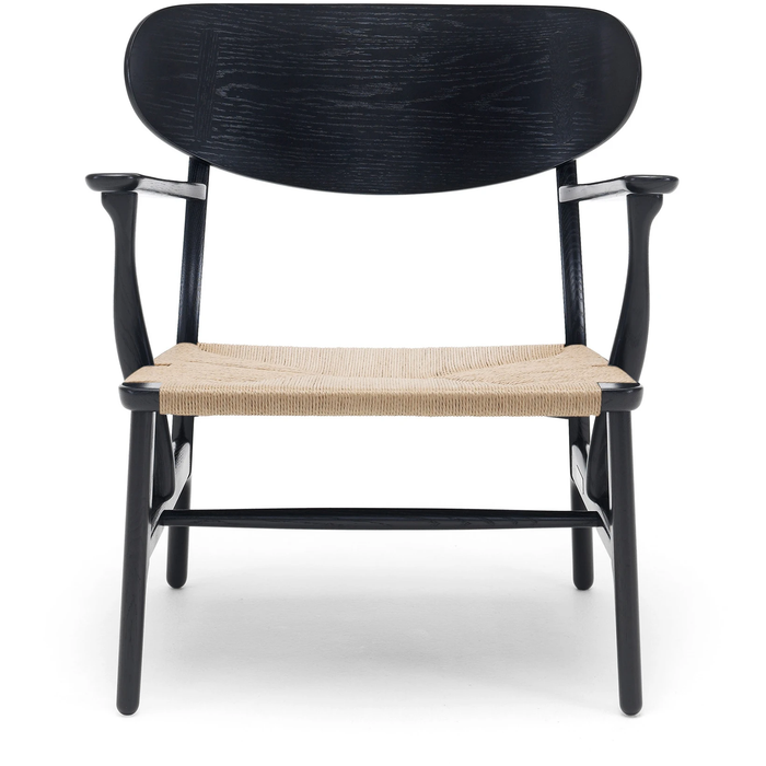 Photo of Carl Hansen - Ch22, Black Painted Oak, Chord Natural - Armchairs - Hans J. Wegner - Black - Natural material/wood